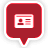 A red message bubble with a contact person icon inside of it colored white